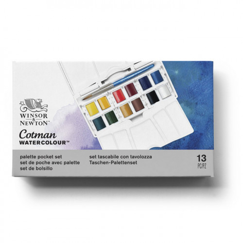 Boite Sketcher aquarelle fine Cotman 12 demi-godets