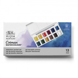 Lot de 12 demi-godets d'aquarelle Cotman