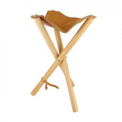 Siège pliant en cuir 50 cm - Camel
