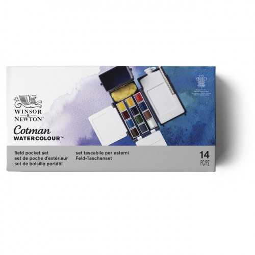 Boite de terrain Aquarelle fine Cotman 12 demi-godets