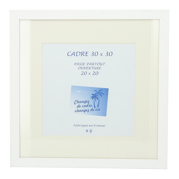 Cadre Gaëlle 20 blanc 30 x 30 cm + passe-partout ouverture 20 x 20 cm