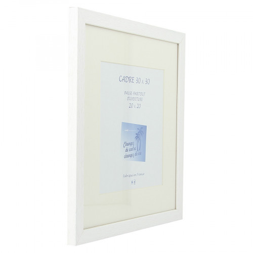 Cadre Gaëlle 20 blanc 30 x 30 cm + passe-partout ouverture 20 x 20 cm