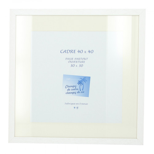 Cadre Gaëlle 20 blanc 40 x 40 cm + passe-partout ouverture 30 x 30 cm
