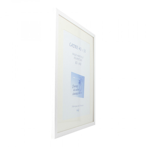 Cadre Gaëlle 20 blanc 40 x 50 cm + passe-partout ouverture 30 x 40 cm