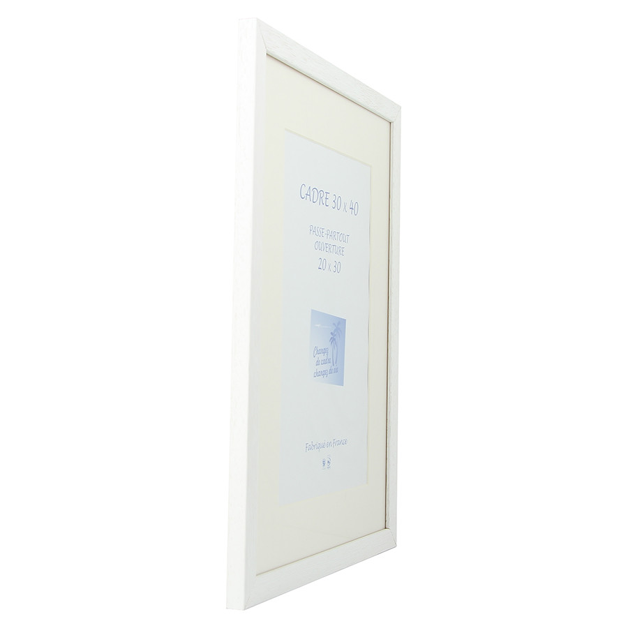 Cadre Gaëlle 20 blanc 30 x 40 cm + passe-partout ouverture 20 x 30 cm