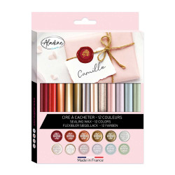 Pack de 12 bâtons de cire à cacheter 12 couleurs - Aladine