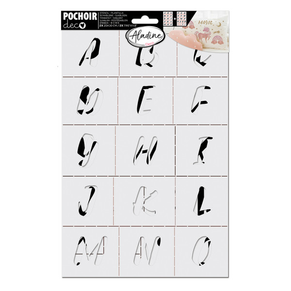 Pochoir Déco 2 pcs 10.8 x 14 cm Alphabet