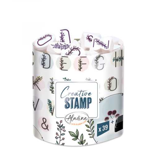Tampon mousse Creative Stamp 39 pcs + Encreur Alphabet & Couronnes