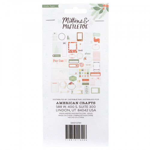 Embellissement Cartes de Journaling Mittens and Mistletoe 40 pcs