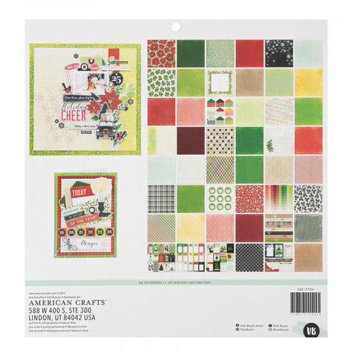 Papier imprimé Evergreen and Holly 30.5 x 30.5 cm Bloc de 48 pcs