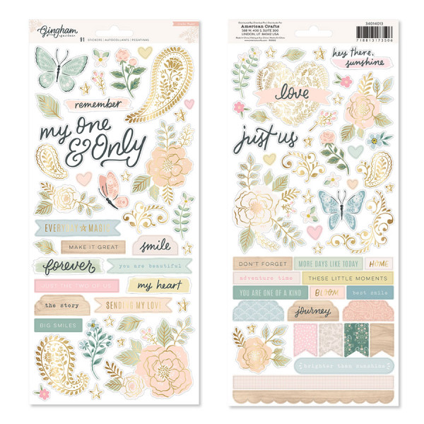Gingham Garden Stickers 91 pcs