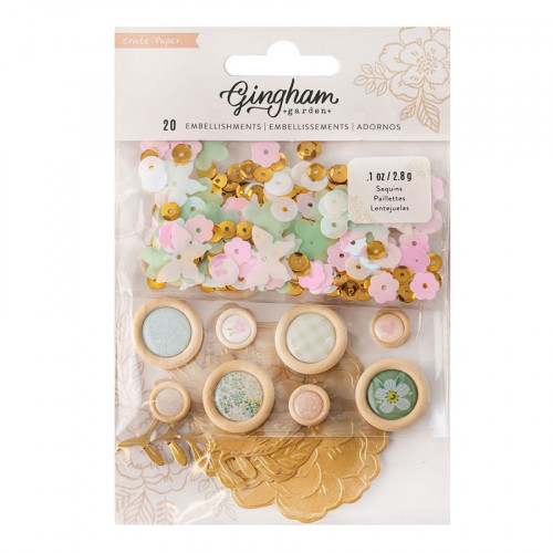 Gingham Embellishment Buttons 60 pcs