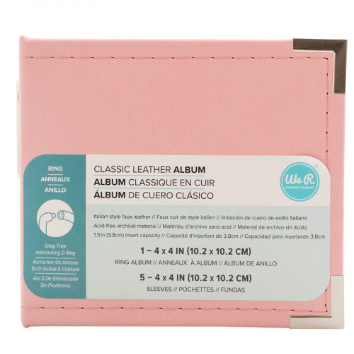 Album à 2 anneaux Classic Leather 10,2 x 10,2 cm Pretty pink