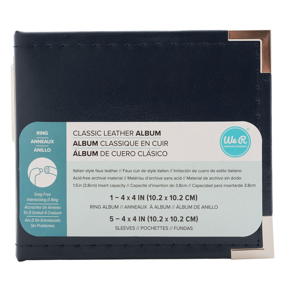 Album à 2 anneaux Classic Leather 10,2 x 10,2 cm Navy