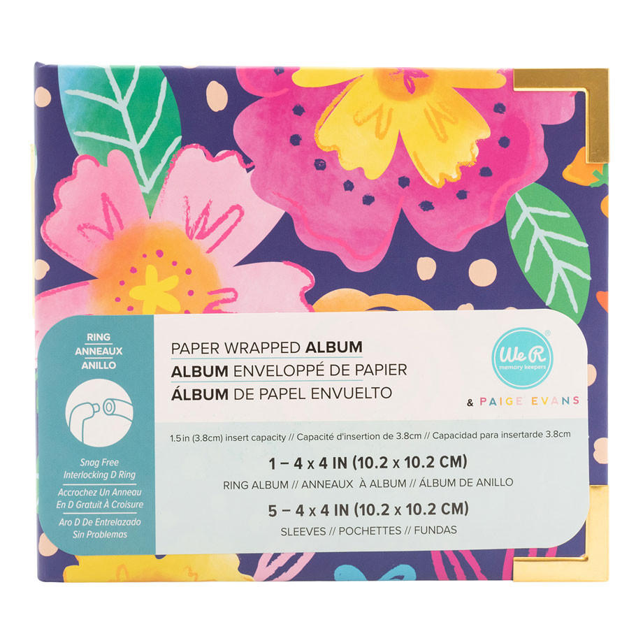 Album à 2 anneaux Paper Wrapped 10,2 x 10,2 cm Floral
