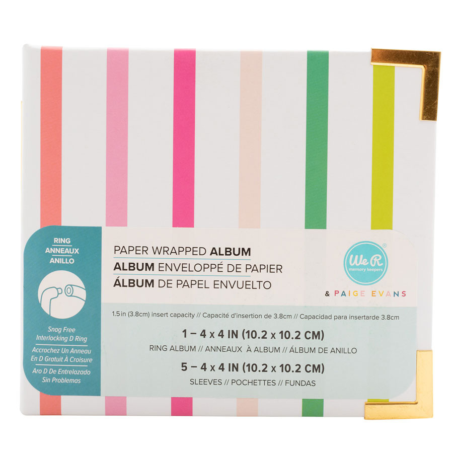 Album à 2 anneaux Paper Wrapped 10,2 x 10,2 cm Striped
