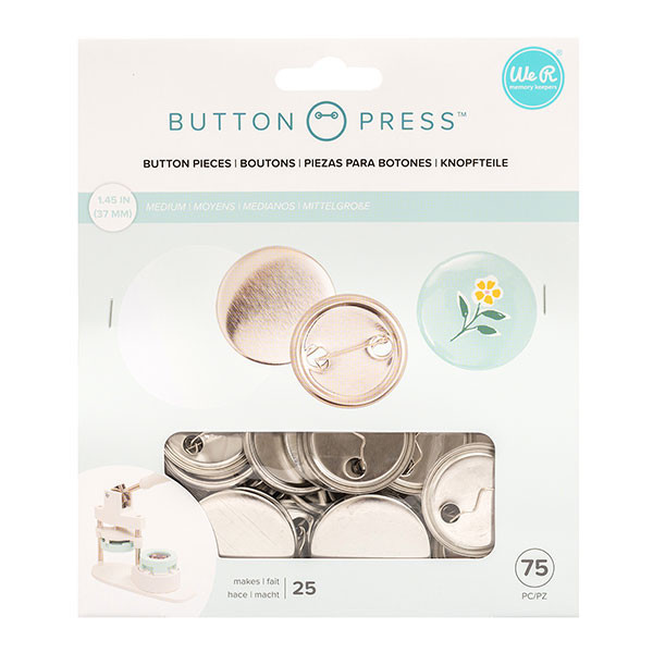 Button Press Recharge badges Moyen format 37 mm