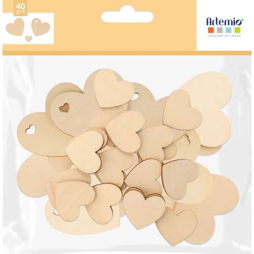 Silhouettes en bois 40 pcs Cœurs