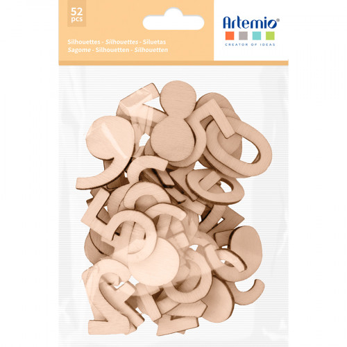 Mini Silhouettes en bois 52 pcs Chiffres