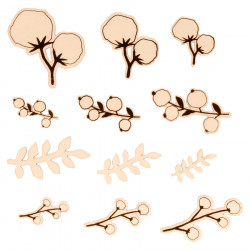 Mini Silhouettes en bois 24 pcs Fleurs