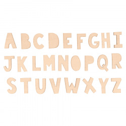 Mini Silhouettes en bois 72 pcs Lettres Alphabet