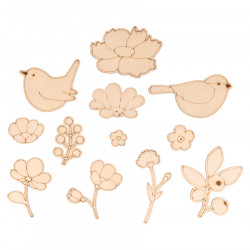 Mini Silhouettes en bois 57 pcs Couleurs Nature