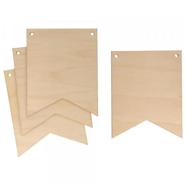 Fanion étendard en bois 15 x 12 cm 4 pcs