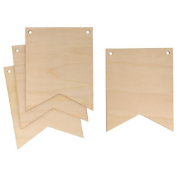 Fanion étendard en bois 15 x 12 cm 4 pcs