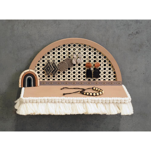 Étagère ajourée cannage Boho 16 x 30 cm