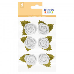 Roses ø 4 cm 6 pcs Papier Blanc