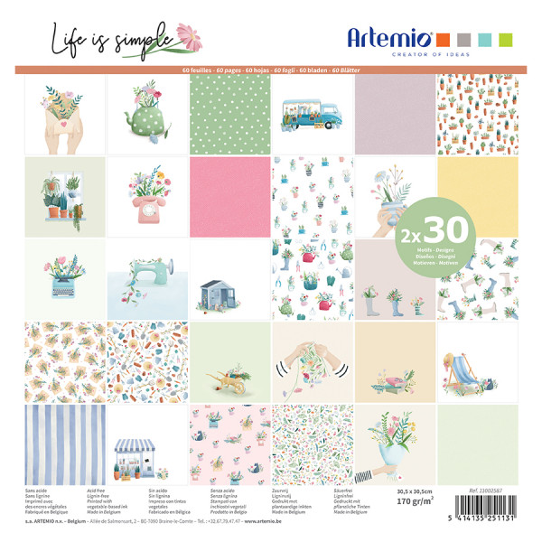 Papier imprimé 60 feuilles 170 g/m² 30.5 x - Scrapmalin