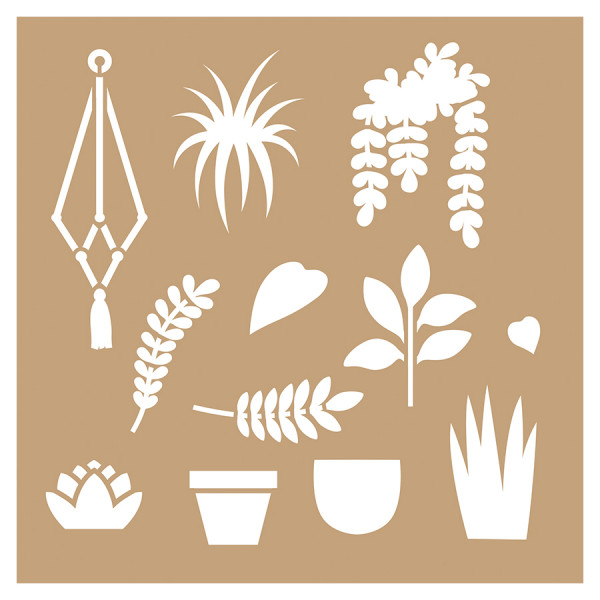 Pochoir en Kraft 20 x 20 cm Life is simple Plantes