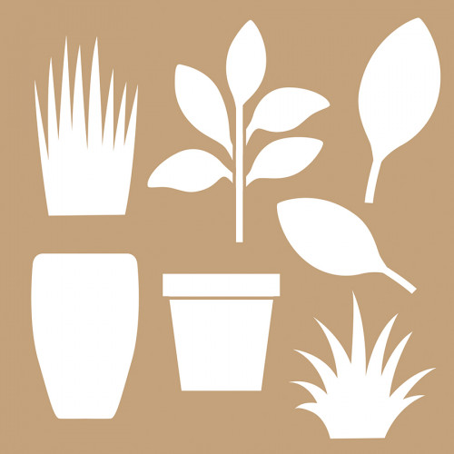 Pochoir en Kraft 20 x 20 cm Life is simple Plantes