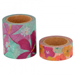 Ruban adhésif Washi Tape Colorblock 15 & 30 mm x 5 m Fleurs