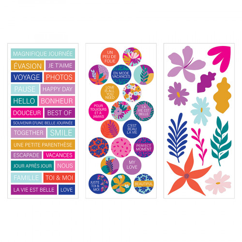 Autocollants Colorblock 3 Planches 10,5 x 23 cm