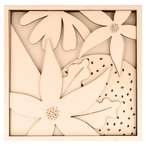 Cadre en relief en bois Colorblock 25 x 25 cm Fleurs
