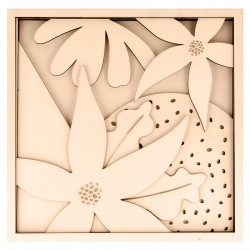 Cadre en relief en bois Colorblock 25 x 25 cm Fleurs