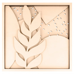 Cadre en relief en bois Colorblock 25 x 25 cm Feuilles