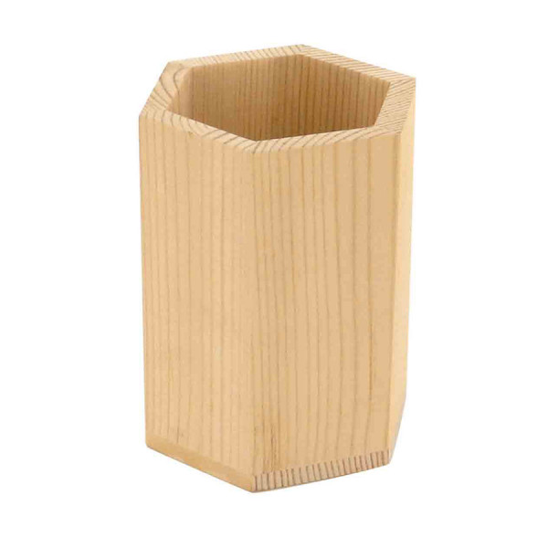 Pot à crayon en bois Ø 8 x 10 cm Hexagonal