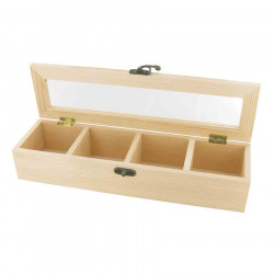 Boîte à Thé en bois 31 x 19.5 x 9 cm 4 compartiments