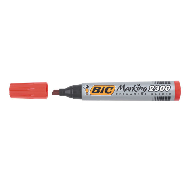 Marqueur Permanent Bic rouge - Marking 2300 biseau - pas cher