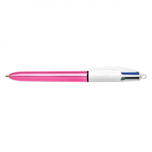 Stylo bille 4 couleurs 1 mm Shine Rose métallisé