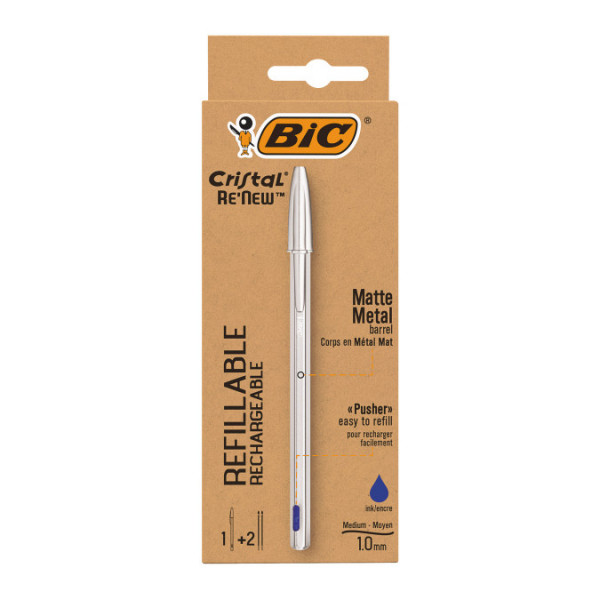 BIC Recharges pour Stylo-Bille 4 couleurs. Pointe Moyenne (1,0 mm) - Encre  Noire