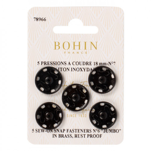 Bouton pression à coudre 18 mm noir par 5