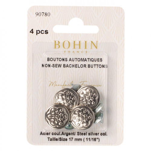 Bouton automatique argenté 17 mm par 4