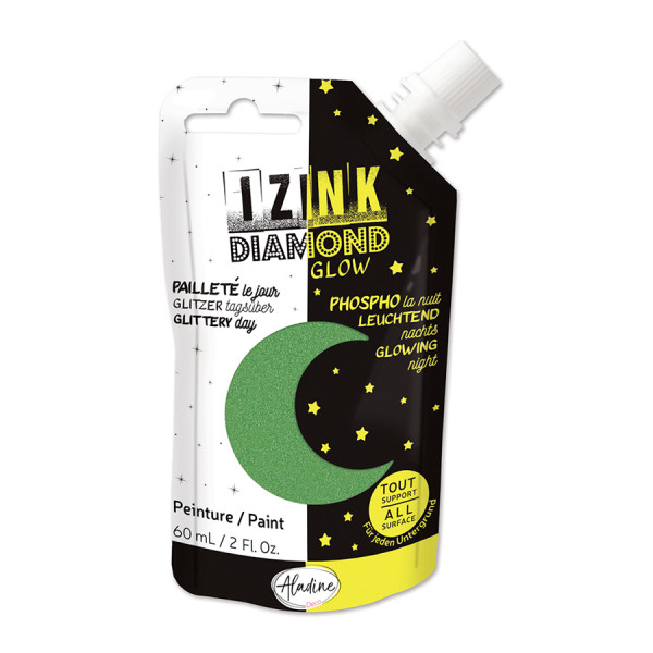 Peinture pailletée phosphorescente Izink Diamond Glow 60 ml Vert