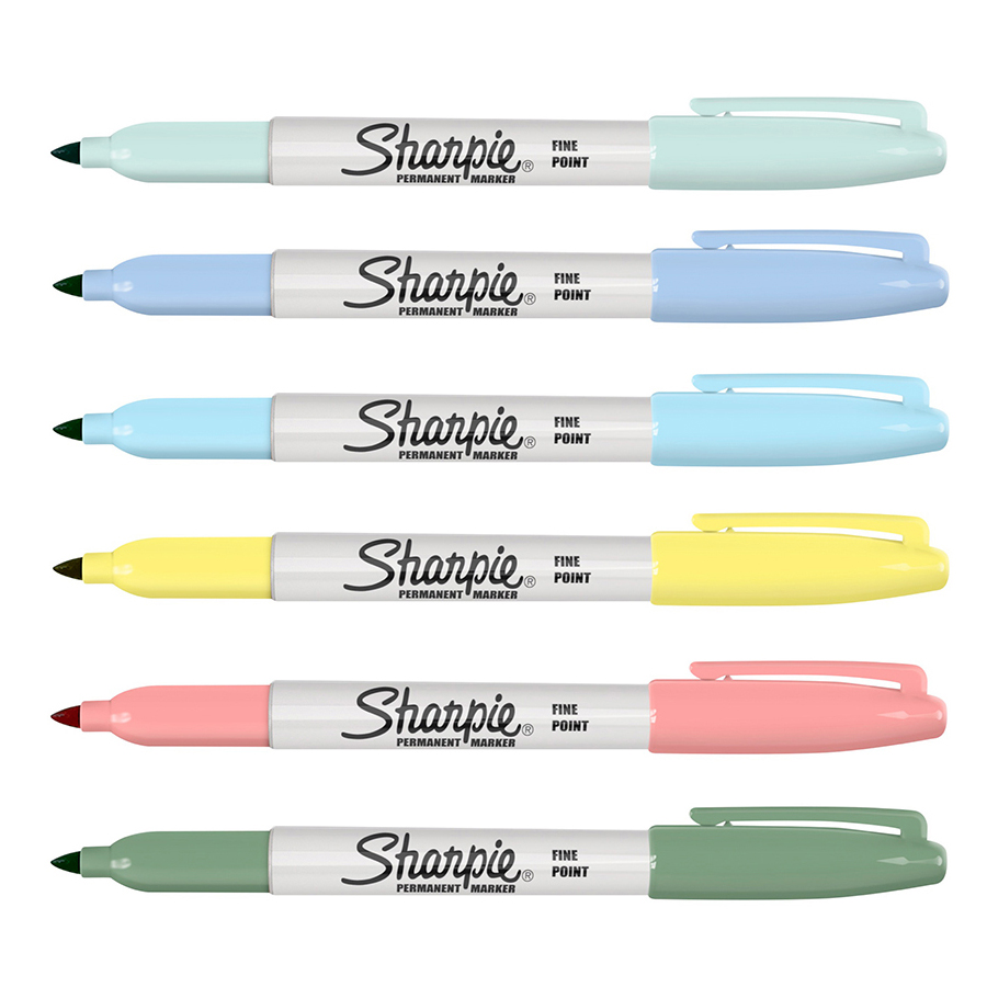 Marqueur Permanent Pointe Fine 12 Couleurs Pastel Sharpie chez