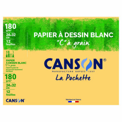 Papier à dessin Blanc C à grain 24 x 32 cm 180 g/m² Pochette 12 feuilles