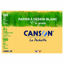 Papier à dessin Blanc C à grain A4 180 g/m² Pochette 12 feuilles