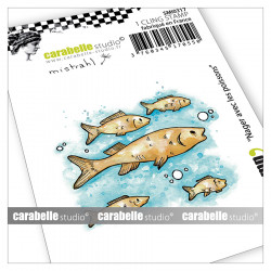 Tampon cling Mini Nager avec les poissons par Mistrahl